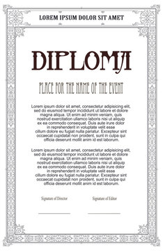 Template diploma, certificate, advertisements or invitations.