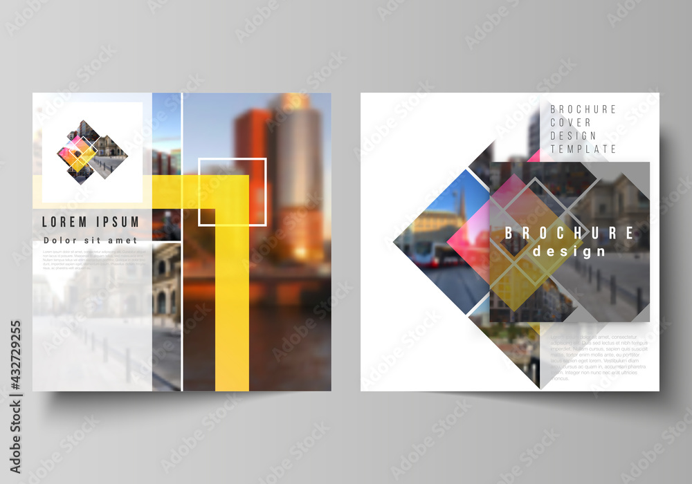 Aufkleber the minimal vector illustration of editable layout of two square format covers design templates for 