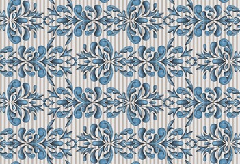 Classic pattern for luxury interior decoration and trendy print for fabrics. Texture processing of elements of the Baroque style. Symmetrical arabesques in a seamless background