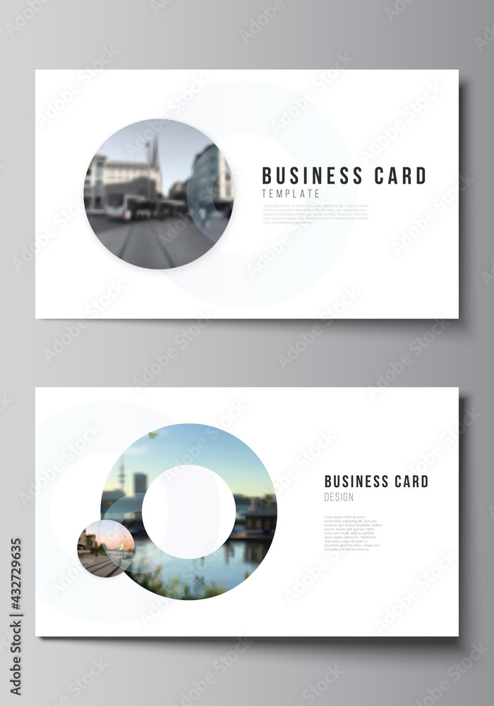 Poster vector layout of two creative business cards design templates, horizontal template vector design. ba