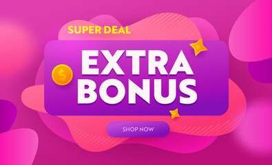 Extra Bonus, Super Deal Banner, Promotion Shopping Template for Hot Offer and Sale. Flyer Design, Social Media Placard