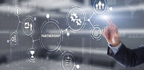 Partnership of companies. Collaboration. Business Technology Internet concept