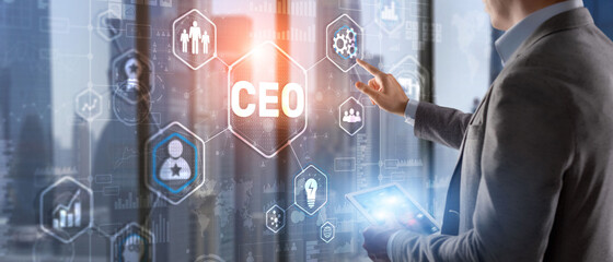 Fototapeta na wymiar Chief Executive Officer. CEO business concept on virtual screen
