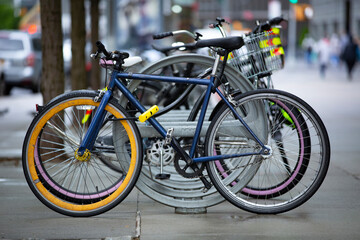 Fototapeta na wymiar view of a bike parked on the street