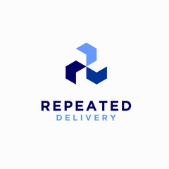 Repeated delivery logo with triple arrow concept