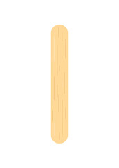 Popsicle stick for ice cream or medical tongue depressor icon isolated on white. Stick for medical throat examination, holding ice cream and lollipop. Flat cartoon vector spoon clip art illustration