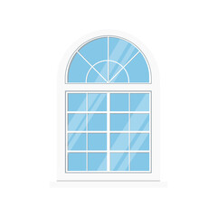 White pvc window frame icon isolated on white background. Room wooden or plactic window with sill. Vector illustration of element of architecture and interior design in flat style.