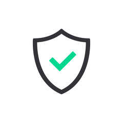 Shield and check mark icon. Security, protection concepts. Vector shield and green tick