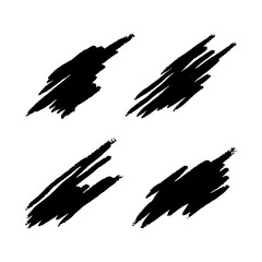 Handdrawn chalk, pastel or marker splats set. Grungy black chalk texture isolated in white background. Vector illustration