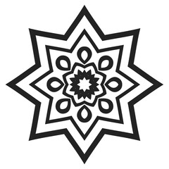 Islamic star silhouette design with white background