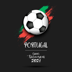 Soccer ball on the flag of Portugal