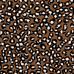 Abstract modern leopard seamless pattern. Animals trendy background. Beige and black decorative vector stock illustration for print, card, postcard, fabric, textile. Modern ornament of stylized skin