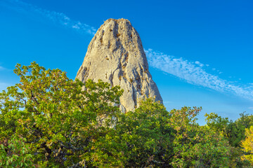 Temple of the Sun - rocks surrounded by forest in the mountains of Crimea,