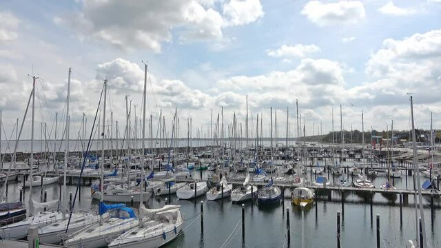 Lots of boats at the Marina in Schilksee close to Kiel in Germany. Schilksee olympic sailing sport