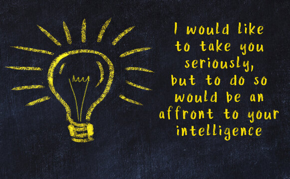 Black chalkboard with a bulb sketch and smart quote