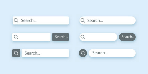 Search Bar, Set of Search Boxes with Shadow
