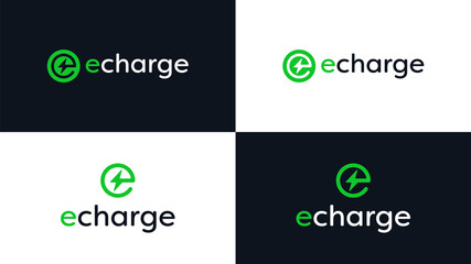 EV Charging Industry. Green Energy Logo Design with E Bolt Symbol. - 432738868