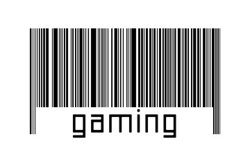Digitalization concept. Barcode of black horizontal lines with inscription gaming