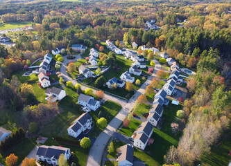 aerial view of residential community in spring season