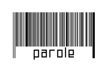 Barcode on white background with inscription parole below - obrazy, fototapety, plakaty