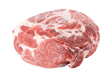 fresh raw pork meat isolated on white background. pig shoulder butt meat cut out
