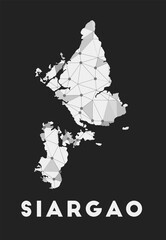 Siargao - communication network map of island. Siargao trendy geometric design on dark background. Technology, internet, network, telecommunication concept. Vector illustration.
