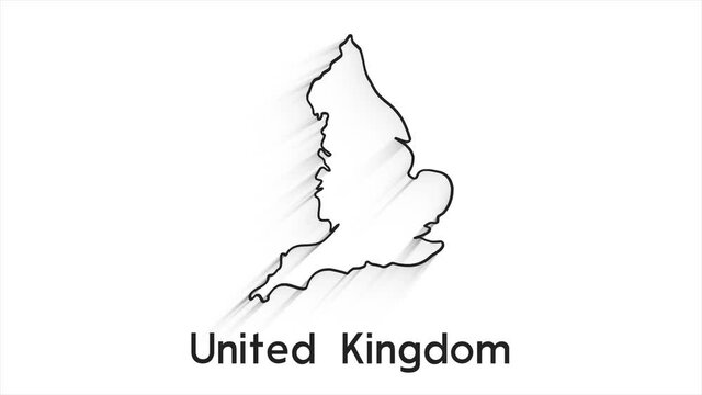 United Kingdom Map Showing Up Intro By Regions 4k animated United Kingdom map intro background with countries appearing and fading one by one and camera movement