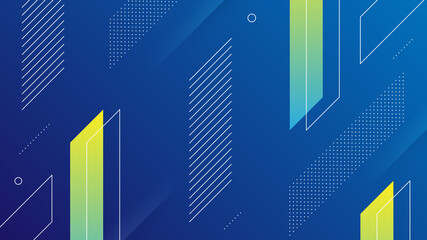 Abstract Modern Background with Vibrance Dark Blue and Neon Color Gradient and Memphis Element