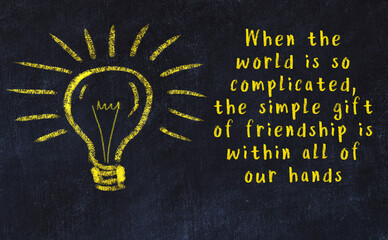 Black chalkboard with a bulb sketch and smart quote © iushakovsky