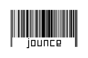 Barcode on white background with inscription jounce below - obrazy, fototapety, plakaty
