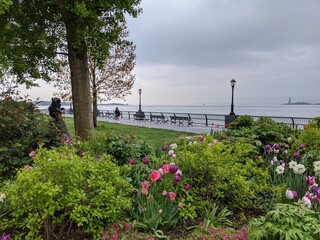 Battery Park City after rain, New York City, NY - April 2021