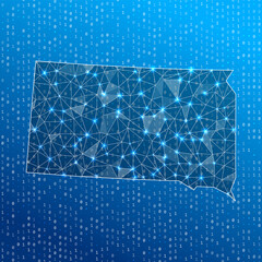 Network map of South Dakota. US state digital connections map. Technology, internet, network, telecommunication concept. Vector illustration.