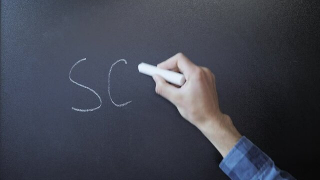 Word school written on chalkboard. Writing school on blackboard. Education