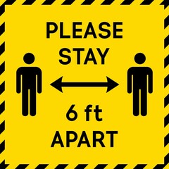 Please stay 6 feet apart,social distancing warning icon,vector,Preventing covid-19 coronavirus.