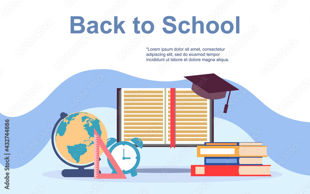 Poster landing page template of back to school. modern flat design concept of web page design for website a