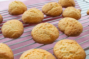 Homemade cookies on iron grill
