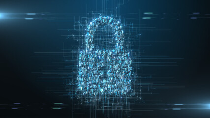 Safe secure password protected encrypted data for identity protection - 3D illustration rendering