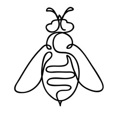 Bee logo vector icon. Bumblebee black and white outline monoline disign. Business concept. Continuous line drawing vector illustration
