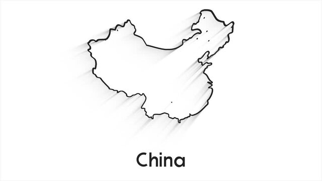 China Map Showing Up Intro By Regions 4k animated China map intro background with countries appearing and fading one by one and camera movement