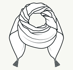 SCARF, accessories, fashion flat sketch vector, apparel template