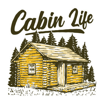 Log cabin illustration