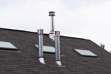 Ventilation pipes of an air on a roof top