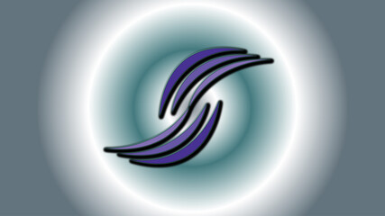 Naklejka premium The blue letter S is in the circle of light. Background color from dark blue to light blue.