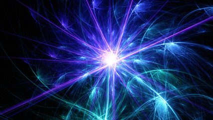Fototapeta premium Abstract background, smooth multicolored lines on a black background.