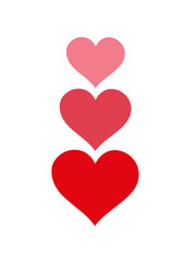 A collection of three hearts of different sizes on a white background.