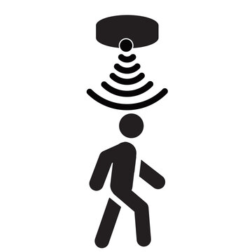 motion sensor icon in flat style. person passing on motion sensor sign. people security connection business concept. flat style.