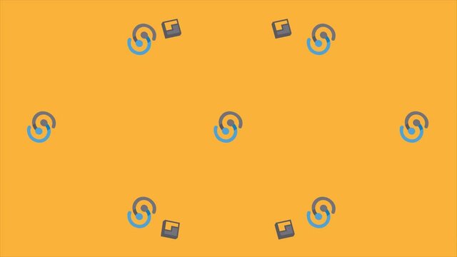 abstract box and loop on golden background