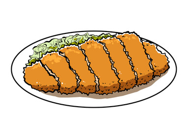 A plate of pork cutlet with cabbage