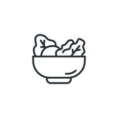 Salad line, icon. Simple outline style. Food, organic, vegan, bowl, fruit, health, vegetables, plate, restaurant concept. Vector illustration isolated on white background. EPS 10