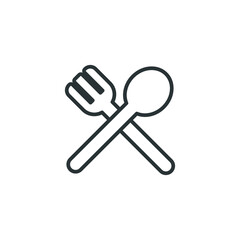Spoon and fork line icon. Simple outline style. Spoon, fork, silverware, kitchen, cutlery, table, restaurant concept. Vector illustration isolated on white background. EPS 10